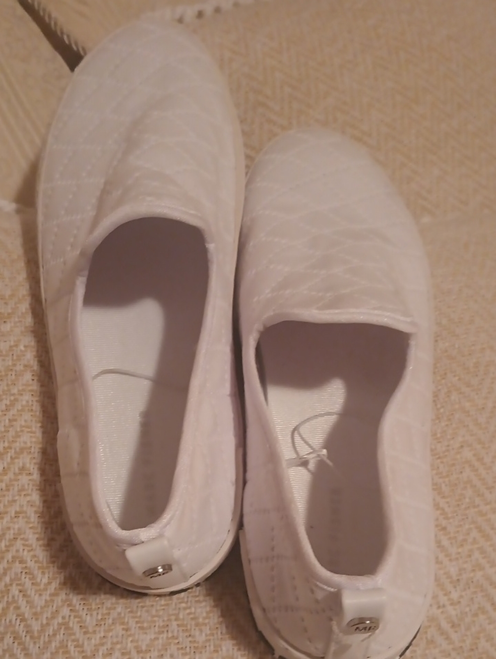 Marc Fisher White Quilted Slip-On Flats